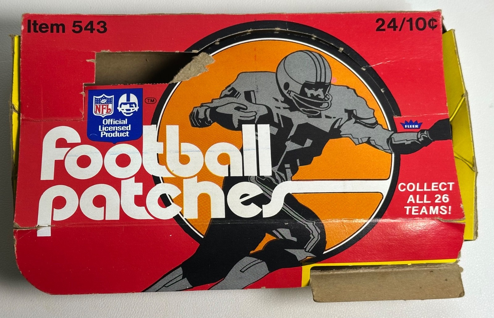 1974 FLEER ⭐DISPLAY BOX⭐ NFL FOOTBALL PATCHES 24 WAX PACK EMPTY VINTAGE BOX OLD