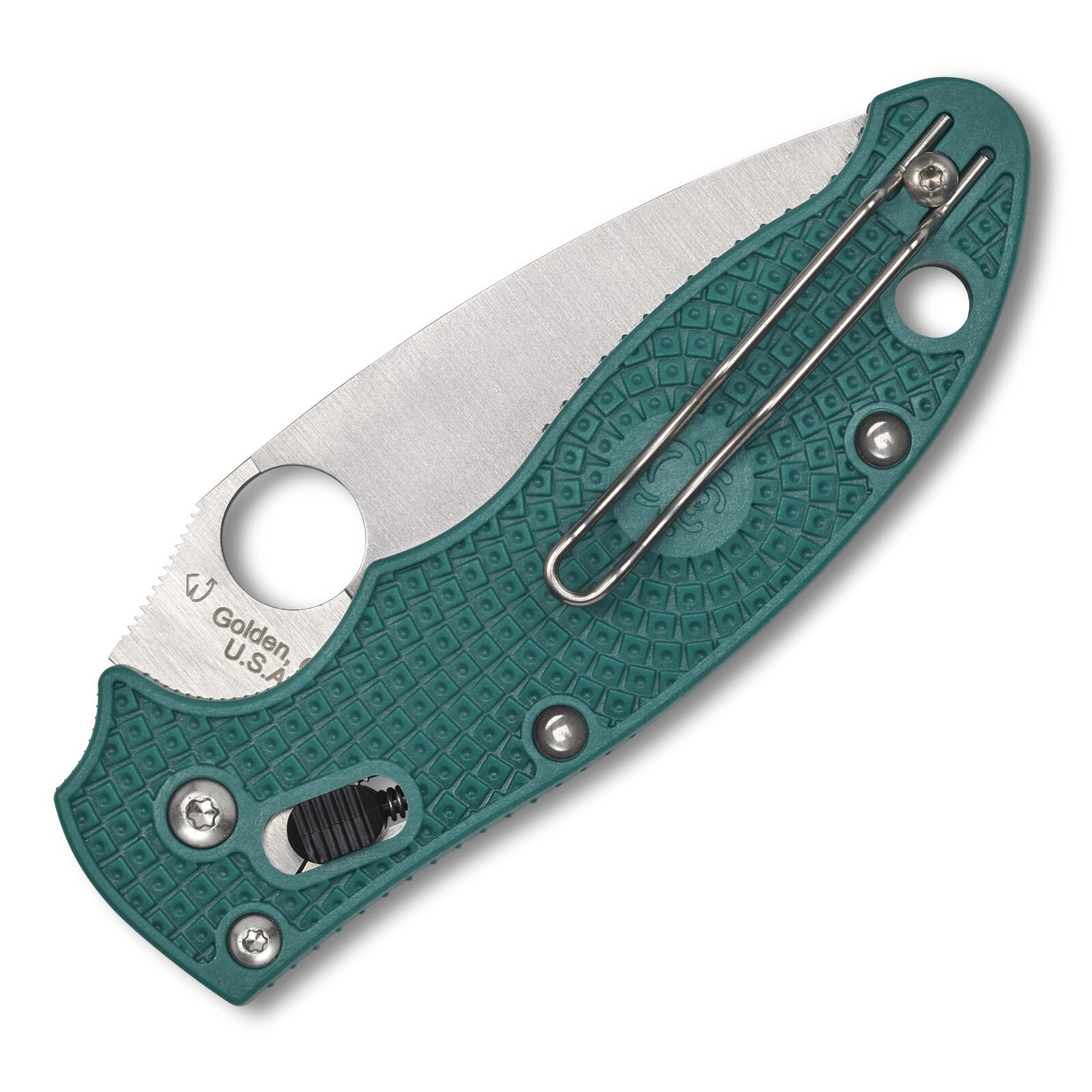Spyderco Manix 2 SPY27 Satin Plain Blade CQI Mineral Blue FRCP Handles C101PCBL2