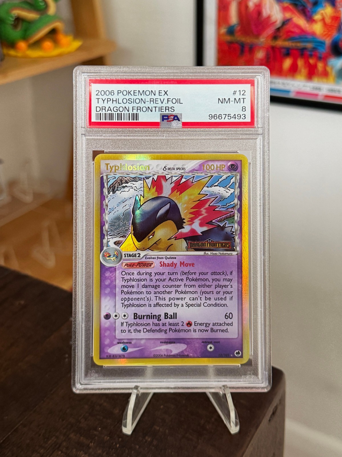 Typhlosion 12/101 Reverse Holo Stamped EX Dragon Frontiers Pokemon TCG PSA 8