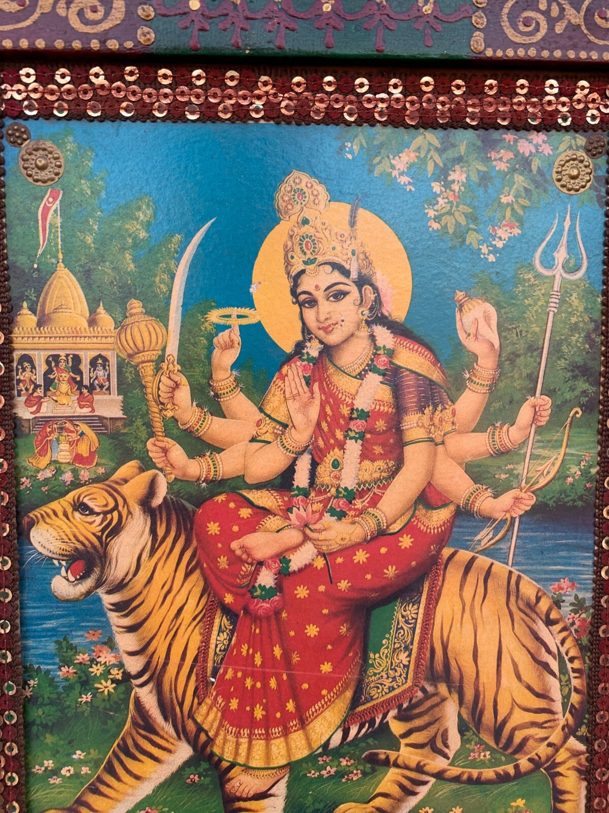 Durga Mata Photo Frame, Ambe Mata Photo Frame,Indian Hindu Deity Photo-8.5×11.5″