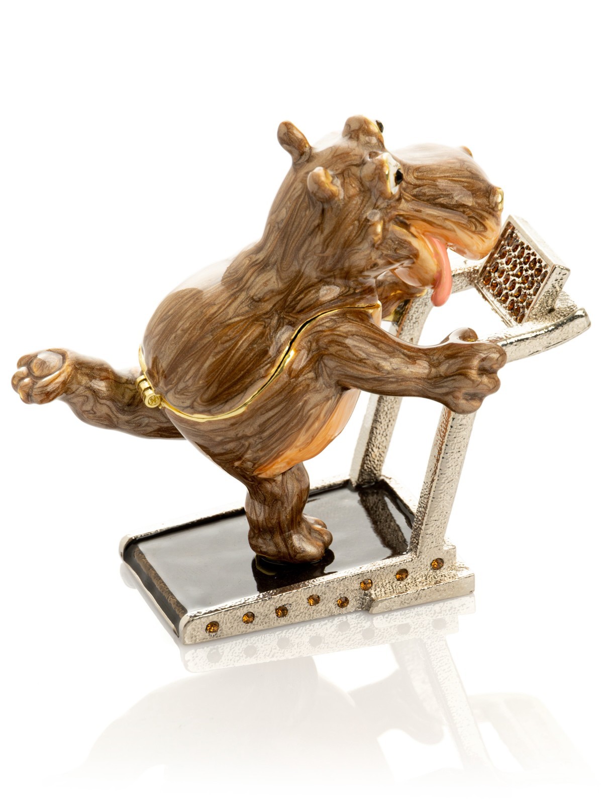 Keren Kopal hippopotamus running Trinket box Decorated with Austrian Crystals