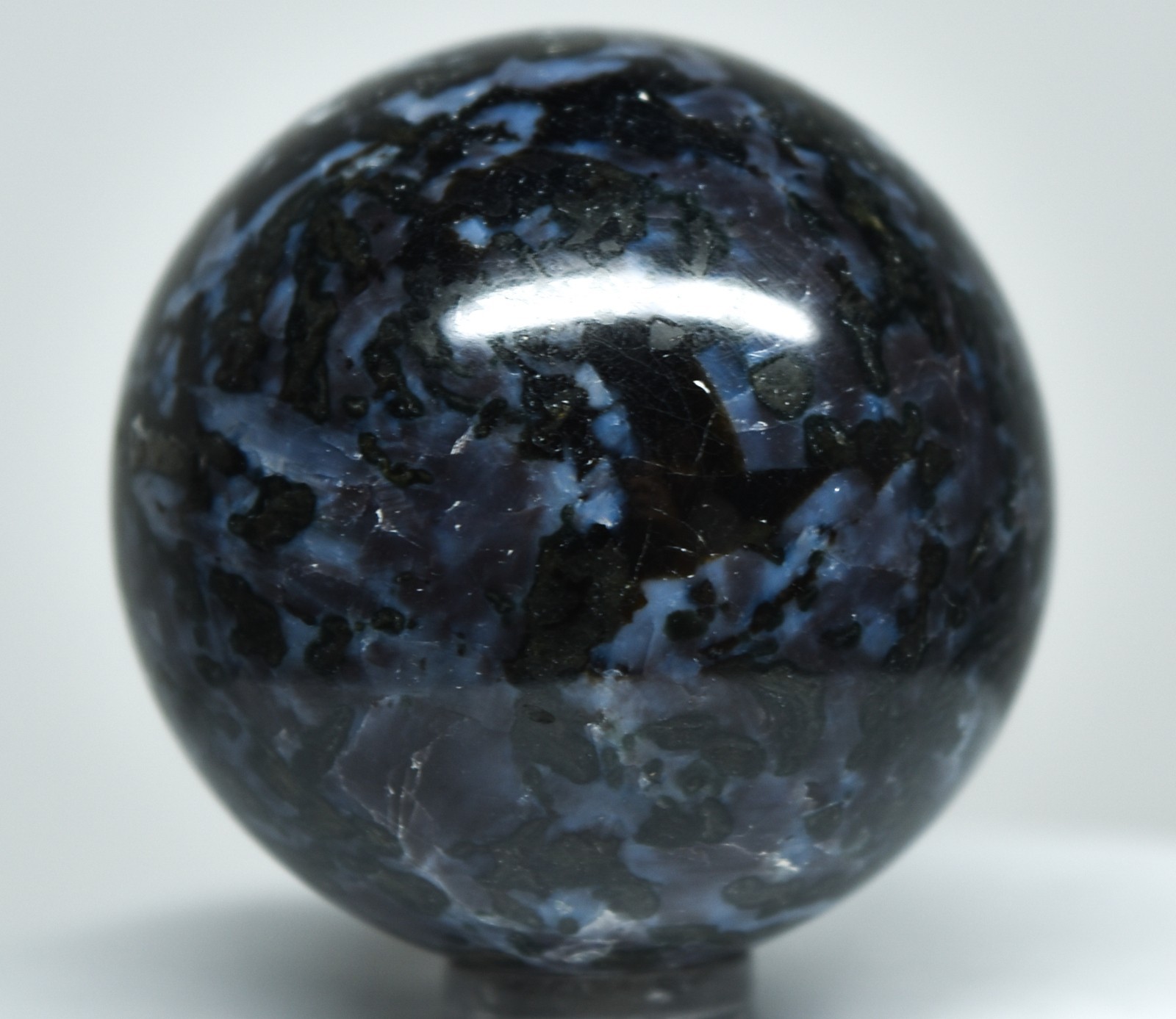 48mm 180g Indigo Gabbro Carved Sphere Polished Mystic Merlinite Ball Madagascar