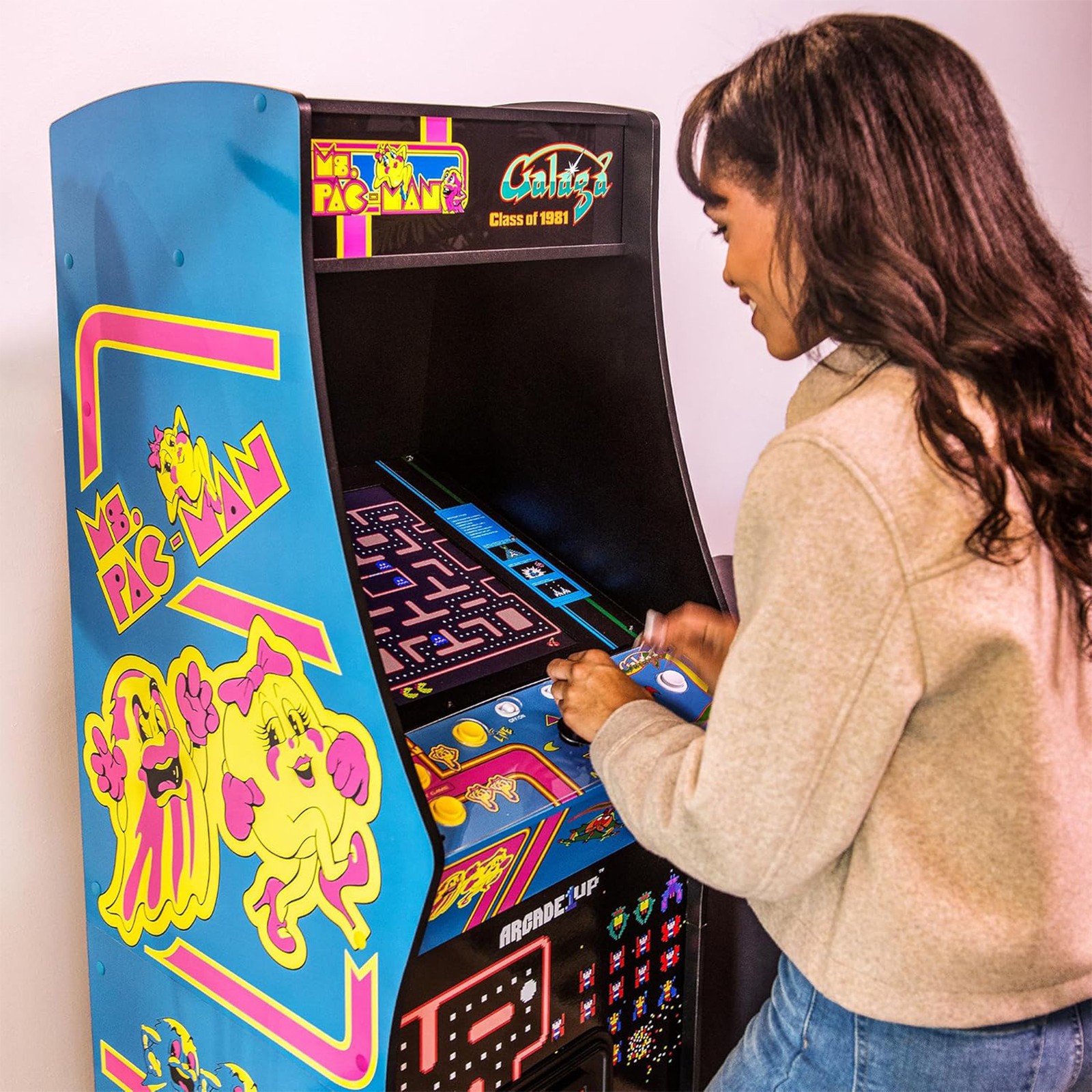 Arcade1Up Ms. Pac-Man Class of ’81 Deluxe Arcade Machine with 12 Retro Games