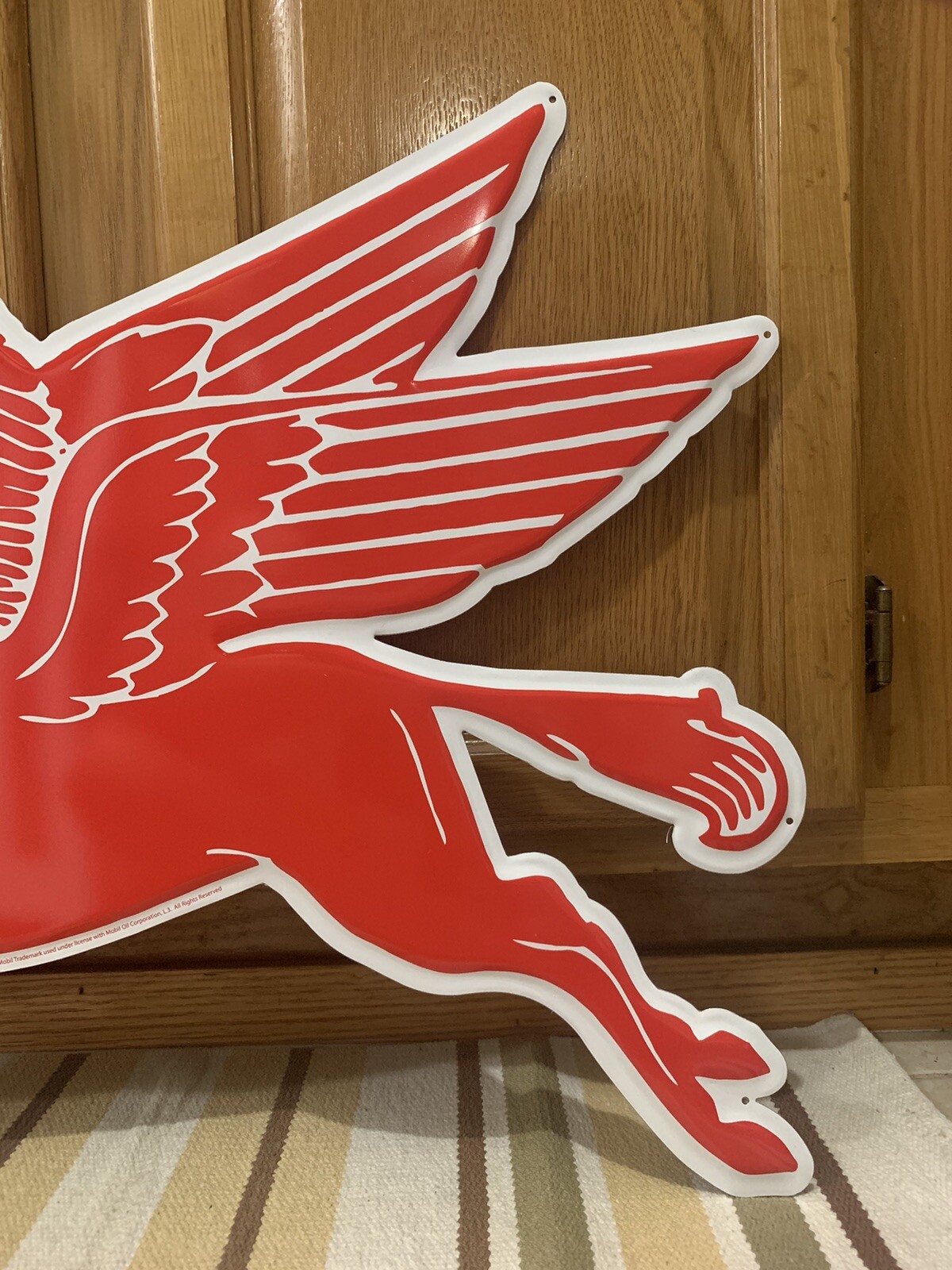 Mobil Pegasus Gasoline Metal Sign Garage Vintage Style Wall Decor Oil Horse Pub
