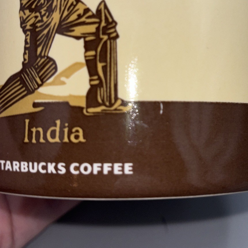 Collectors Series 2013 Starbucks 16 oz India Tan & Brown Coffee Mug Cricket READ