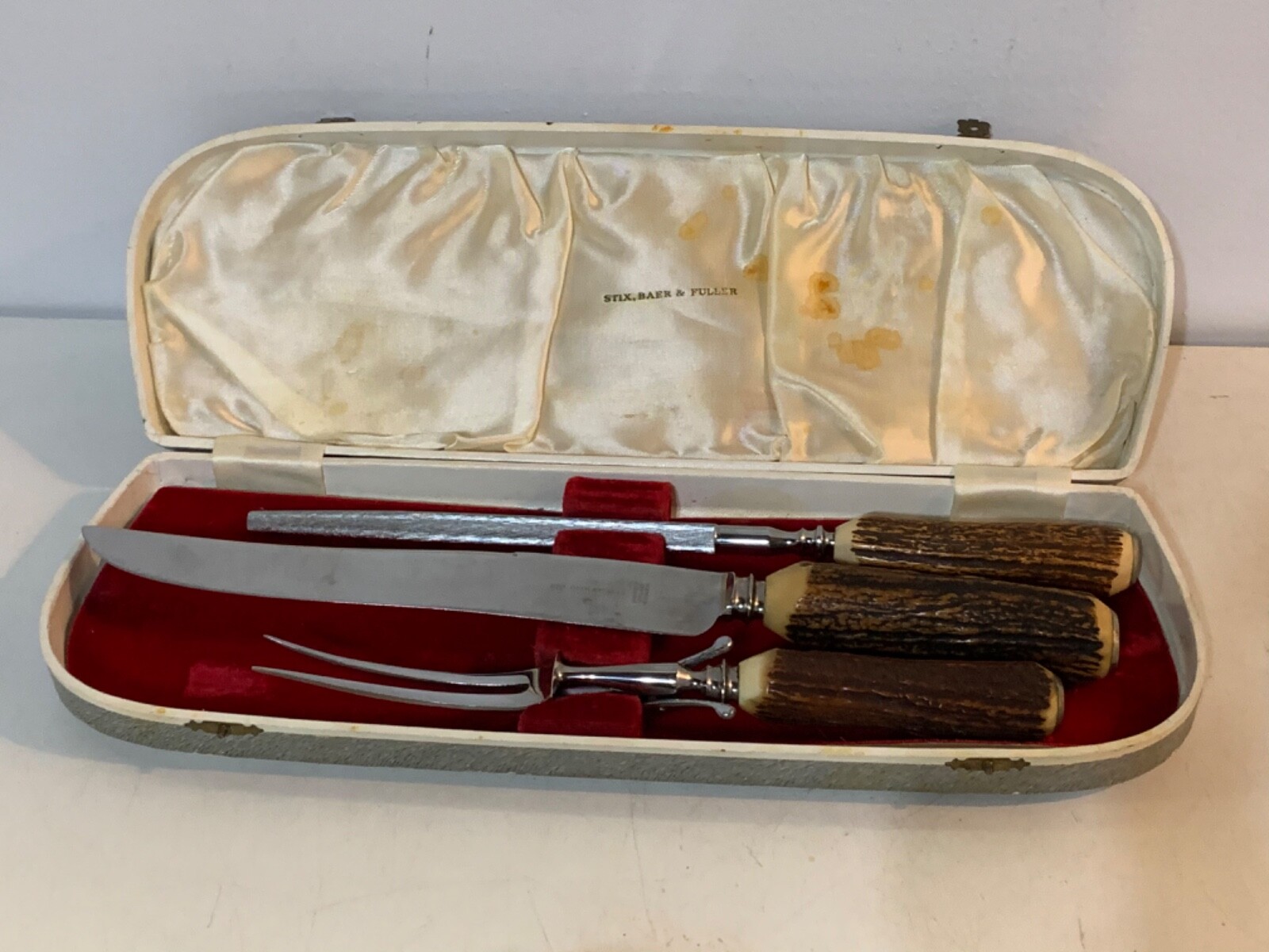 Vtg Stix, Baer, & Fuller Stainless Steel Cutlery Set with Decorative Log Handles