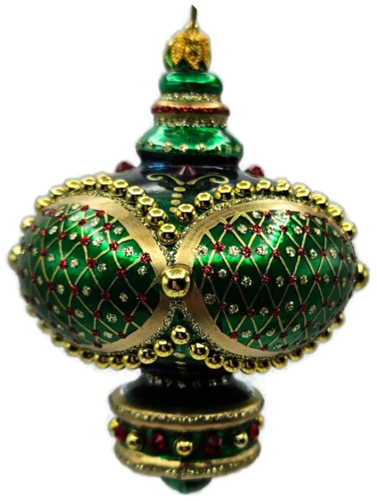 Glitter Lab Jeweled Green Gold Christmas Tree Ornament Onion Dome Drop