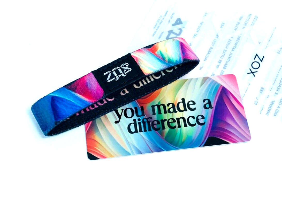ZOX **YOU MADE A DIFFERENCE** Silver Single med Wristband w/Card NIP