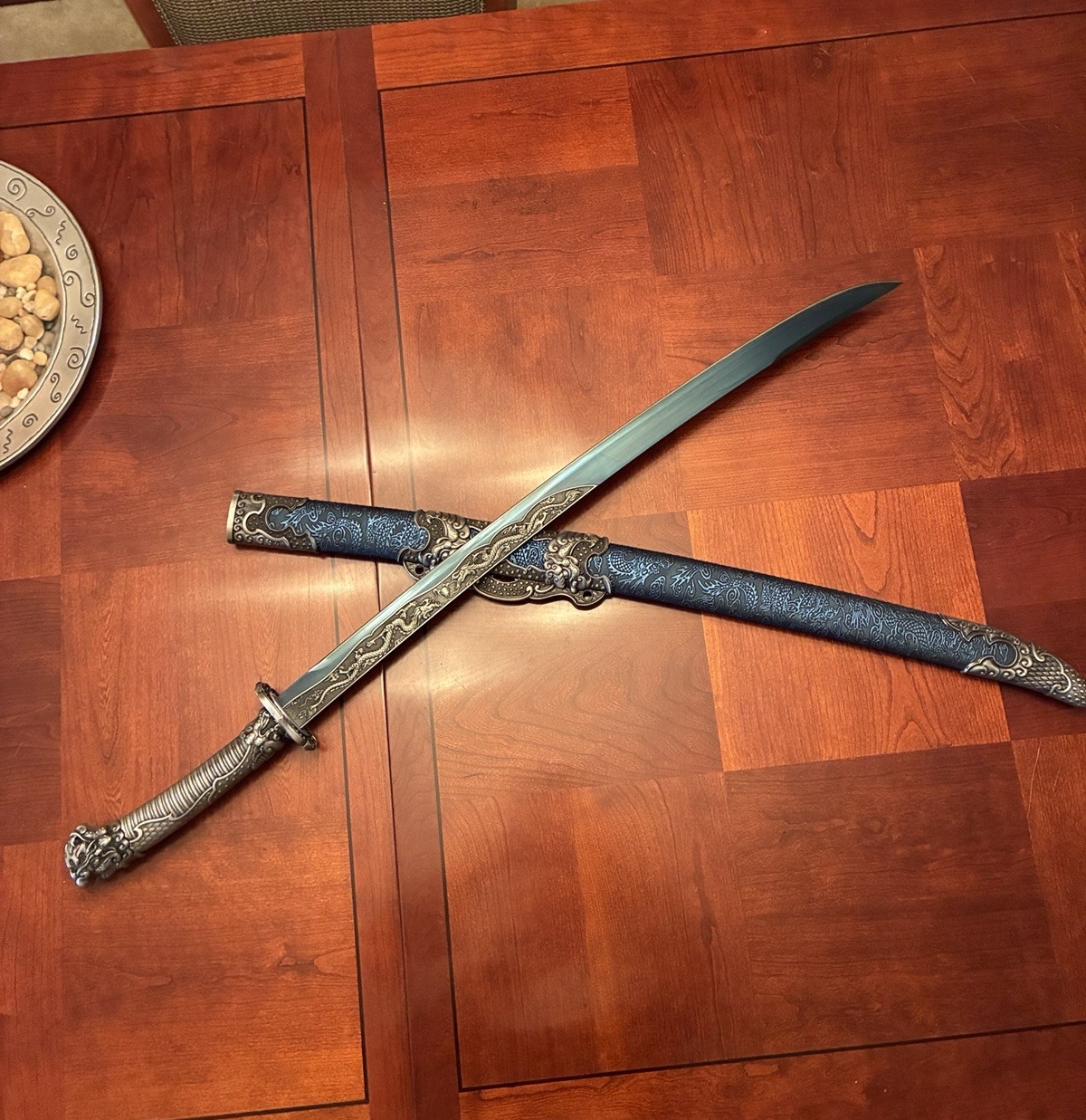 Hand Forged Qing Dynasty/Empire Dao Sharp Saber Sword With Blue Scabbard
