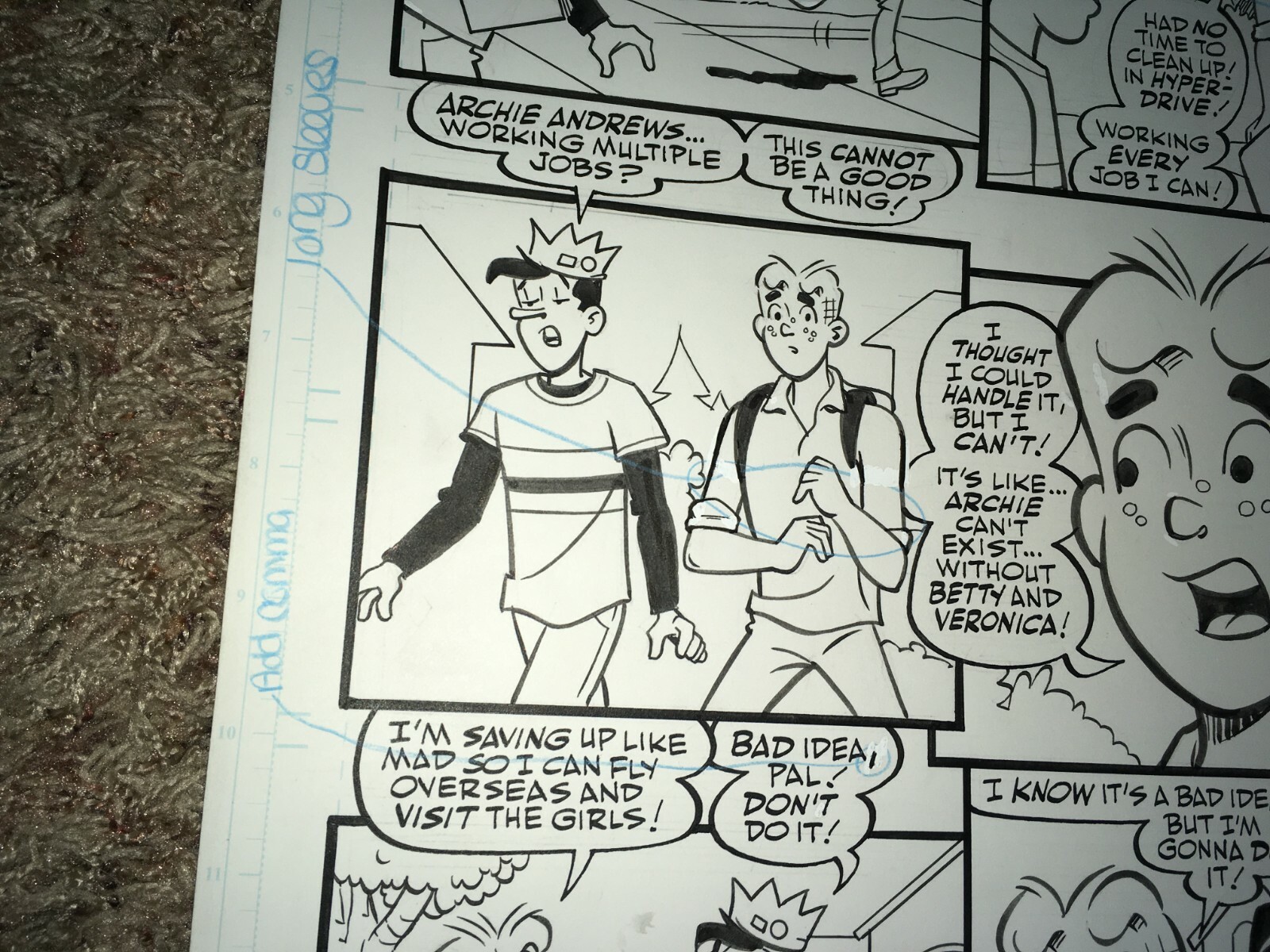 Dan Parent Original Comic Art Signed Archie Comic Book Storyboard