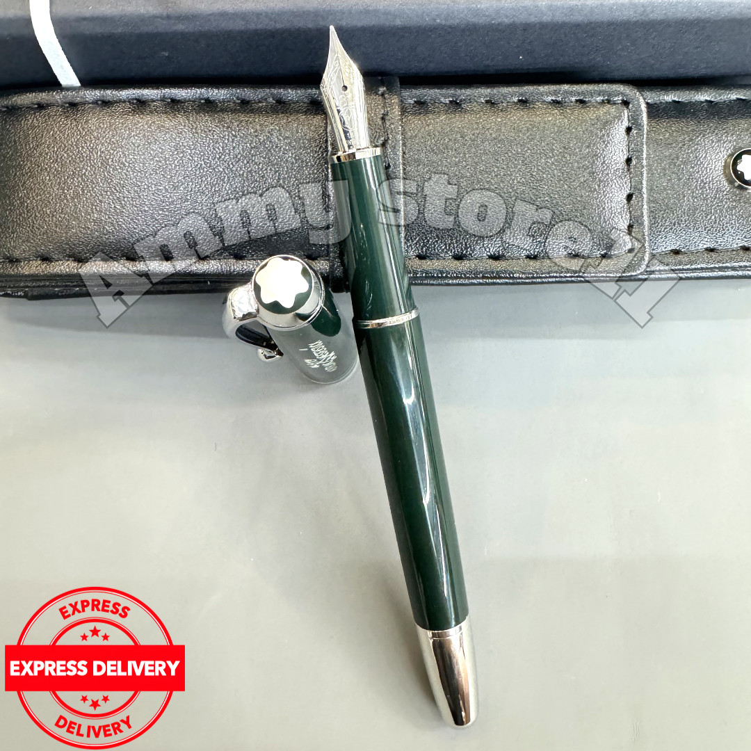Montblanc Meisterstuck 163 Fountain Pen Emerald Green w/ Leather Pen Case