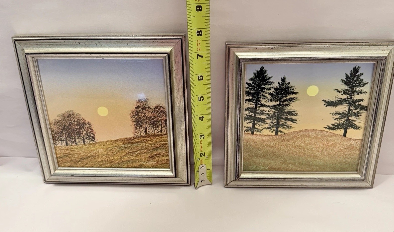 Frank S. Wilson Hand Painted Ceramic Tile Wall Art Moon Landscape Lodge USA VTG