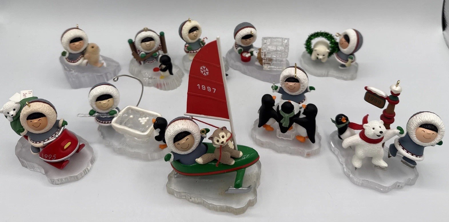 10 Vtg HALLMARK 1990s FROSTY FRIENDS Christmas Ornaments 1990-1999 No Box