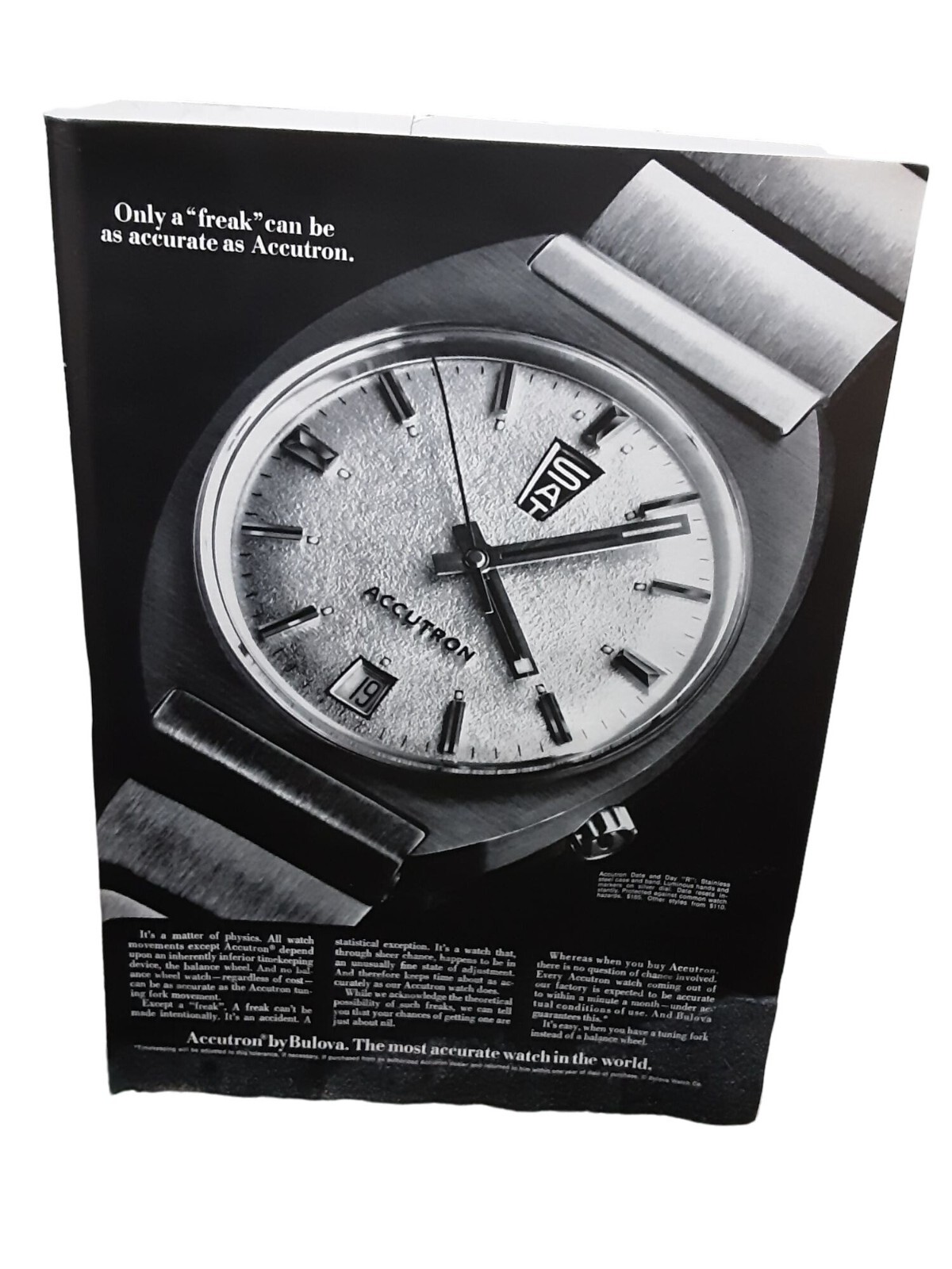 1970 Bulova Accutron Watch Only A Freak Can Be Accurate Original Print Ad