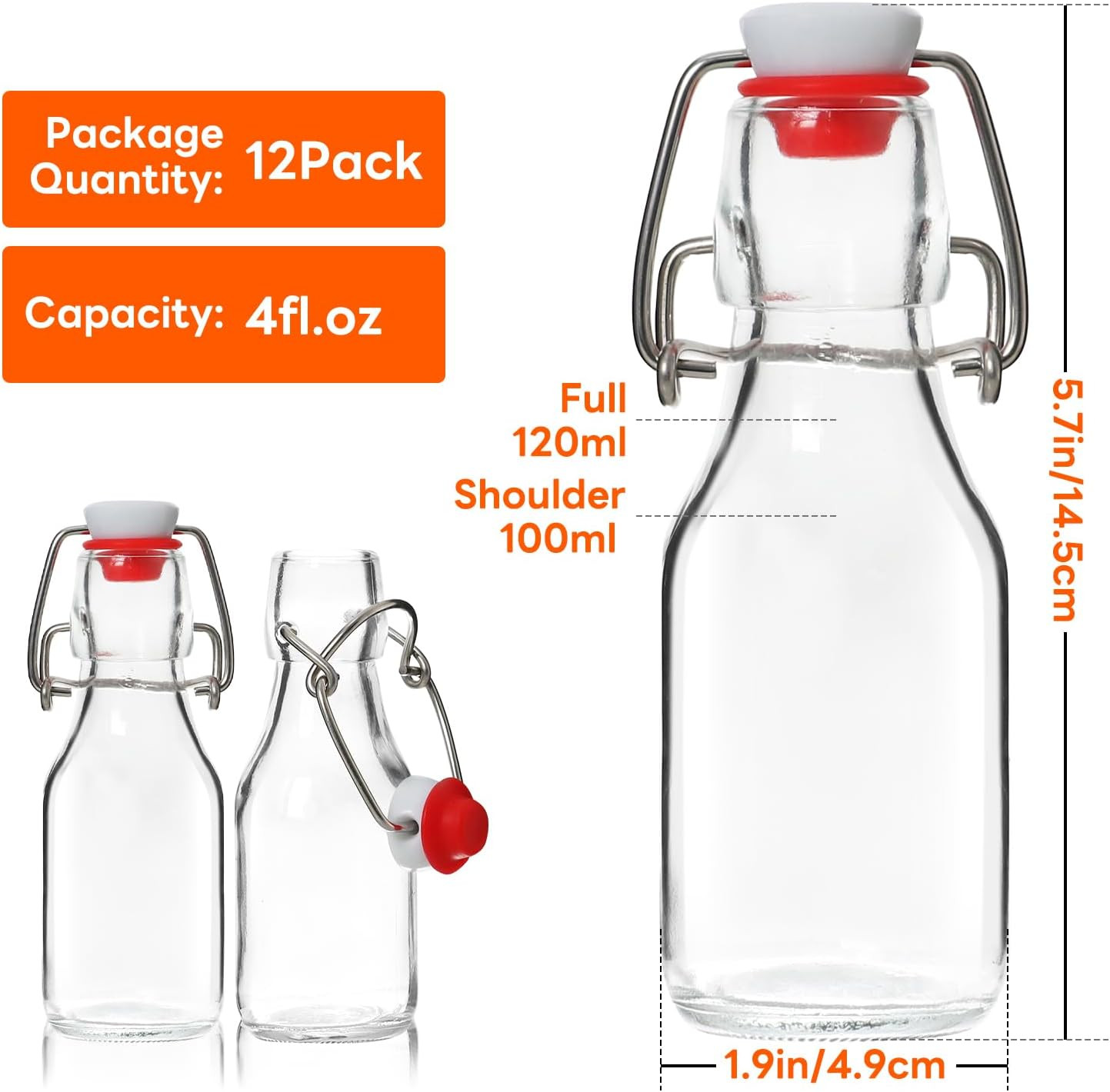 Aurotrends 4 Oz Swing Top Glass Bottles, 12 Pack for Extracts & Beverages