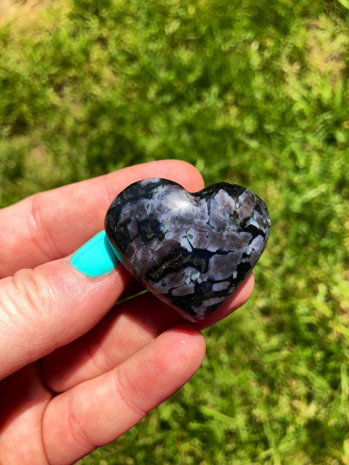 Indigo Gabbro Heart, Mystic Merlinite, Natural Indigo Gabbro from Madagascar