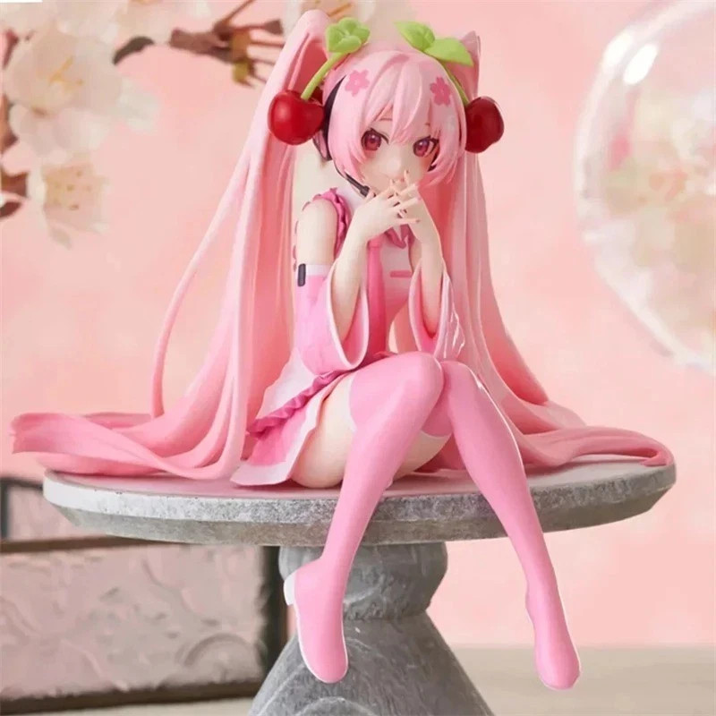 Sakura Hatsune Miku Pink Cherry Blossom Dress PVC Anime Figure Kawaii Girl Model