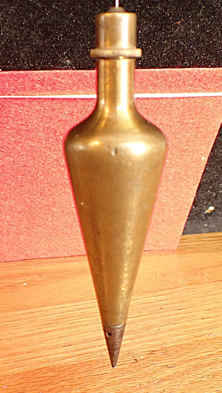 ANTIQUE⌛K&E 12.0 Oz Brass Cone PLUMB BOB🛠️Threaded Top🛠️Steel Tip🛠️ 1