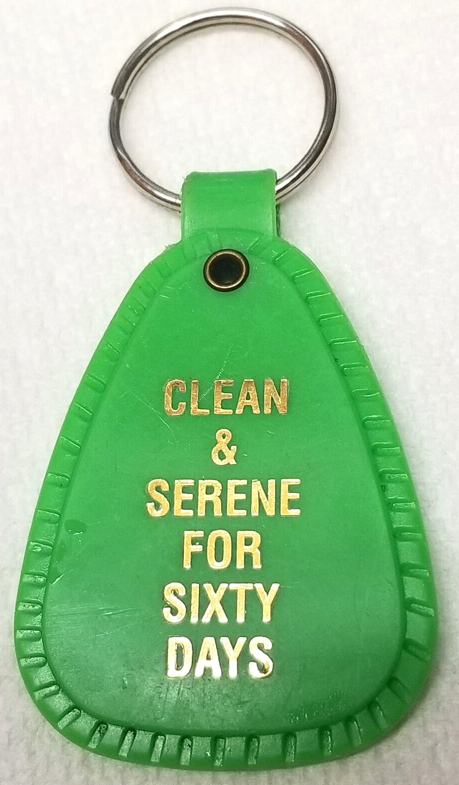 Clean Serene 60 Days Keychain Narcotics Anonymous Logo Green Plastic Vintage