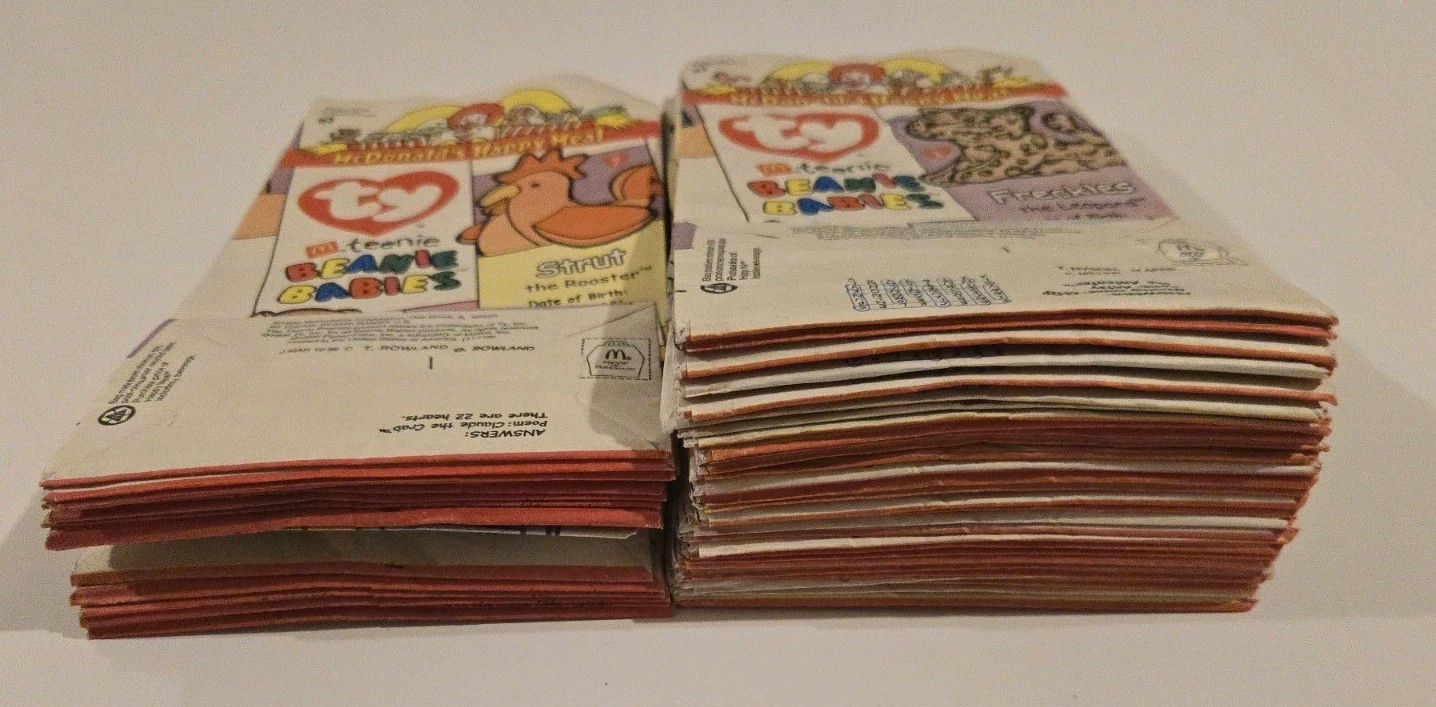 McDonald’s Happy Meal Ty Teenie Beanie Baby Bags 1999 Lot Of 46