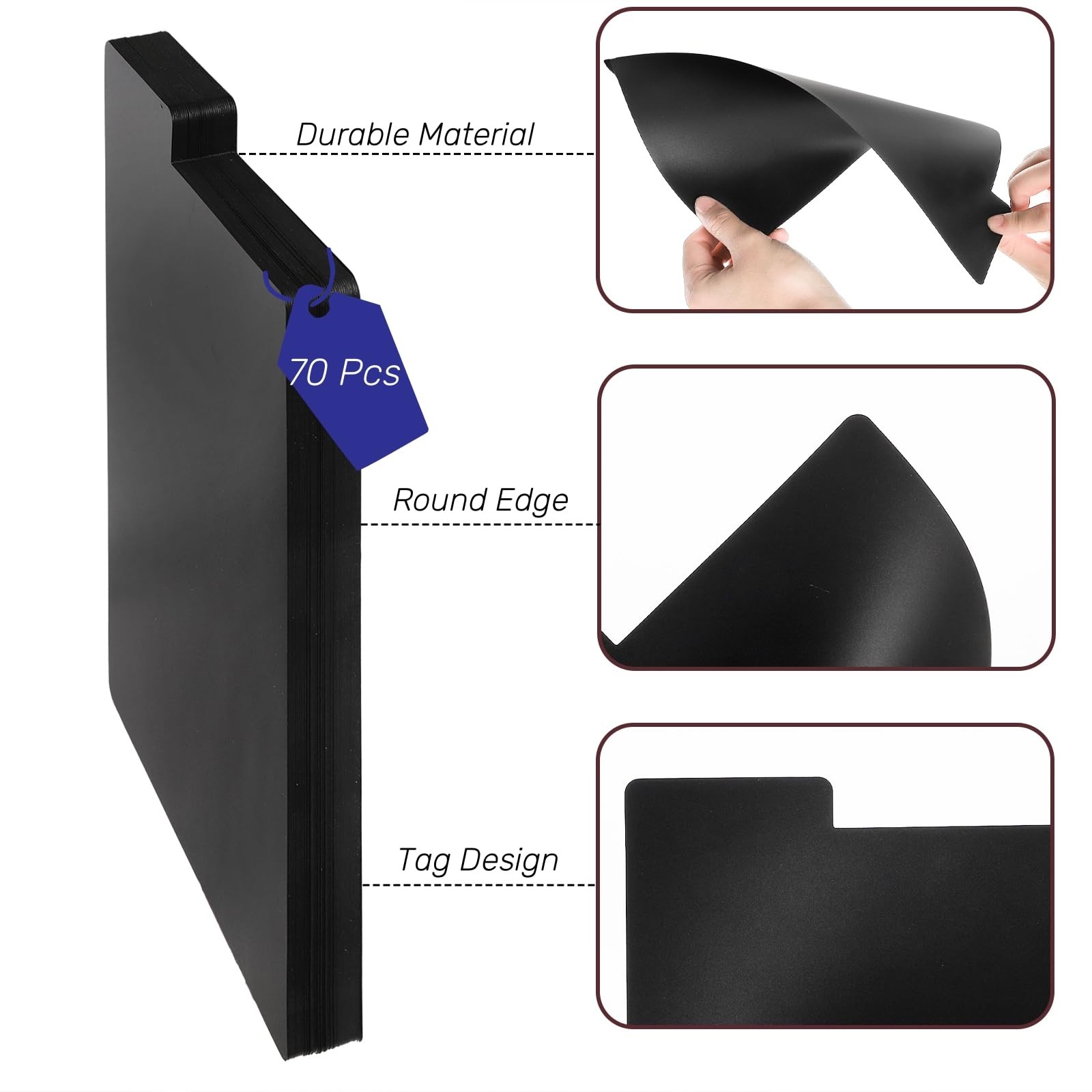 Comic Book Dividers 70 Pcs Black Tall Tabs Plastic Storage Organization