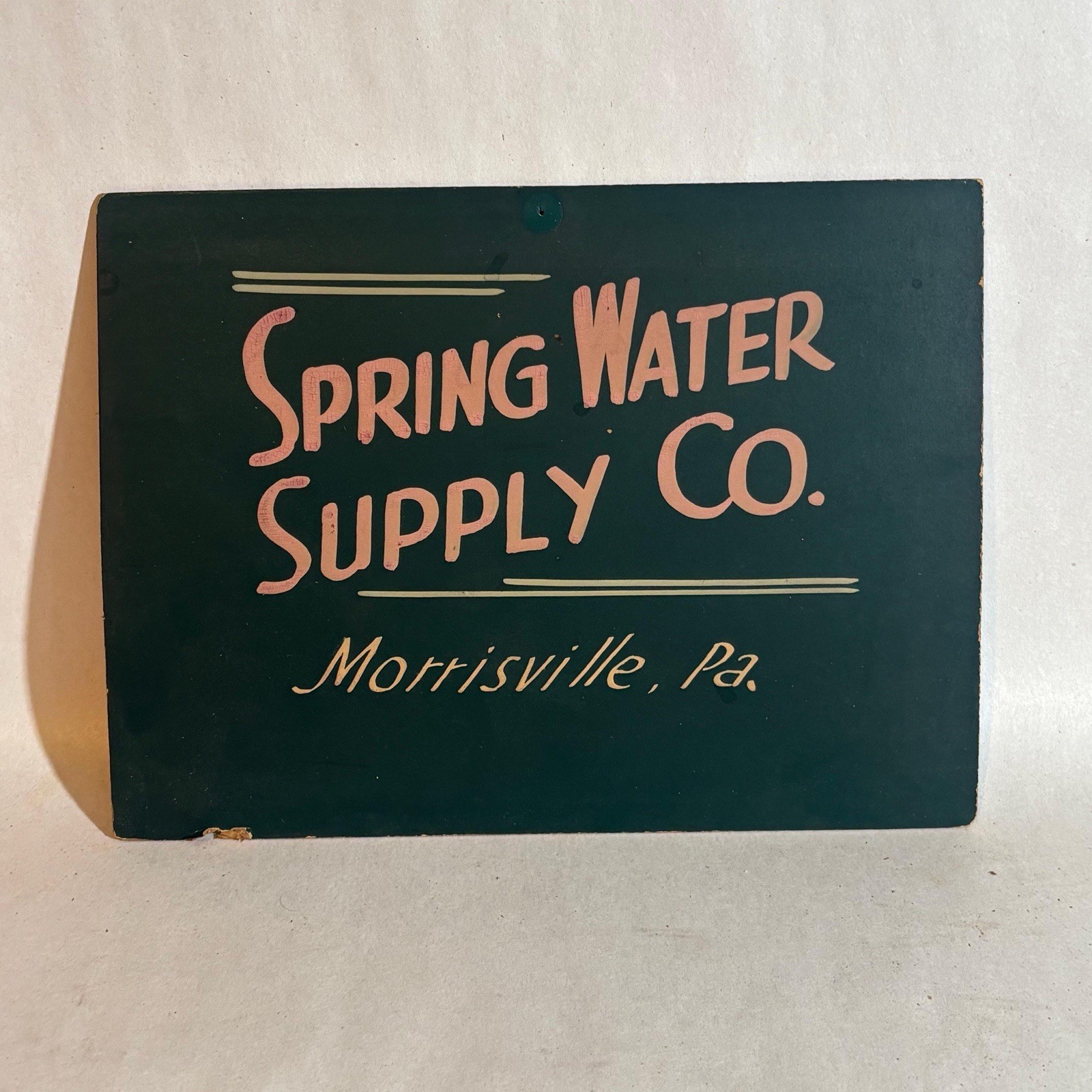 SMALL VINTAGE SPRING WATER SUPPLY CO. MORRISVILLE PA PENNSYLVANIA CARDBOARD SIGN