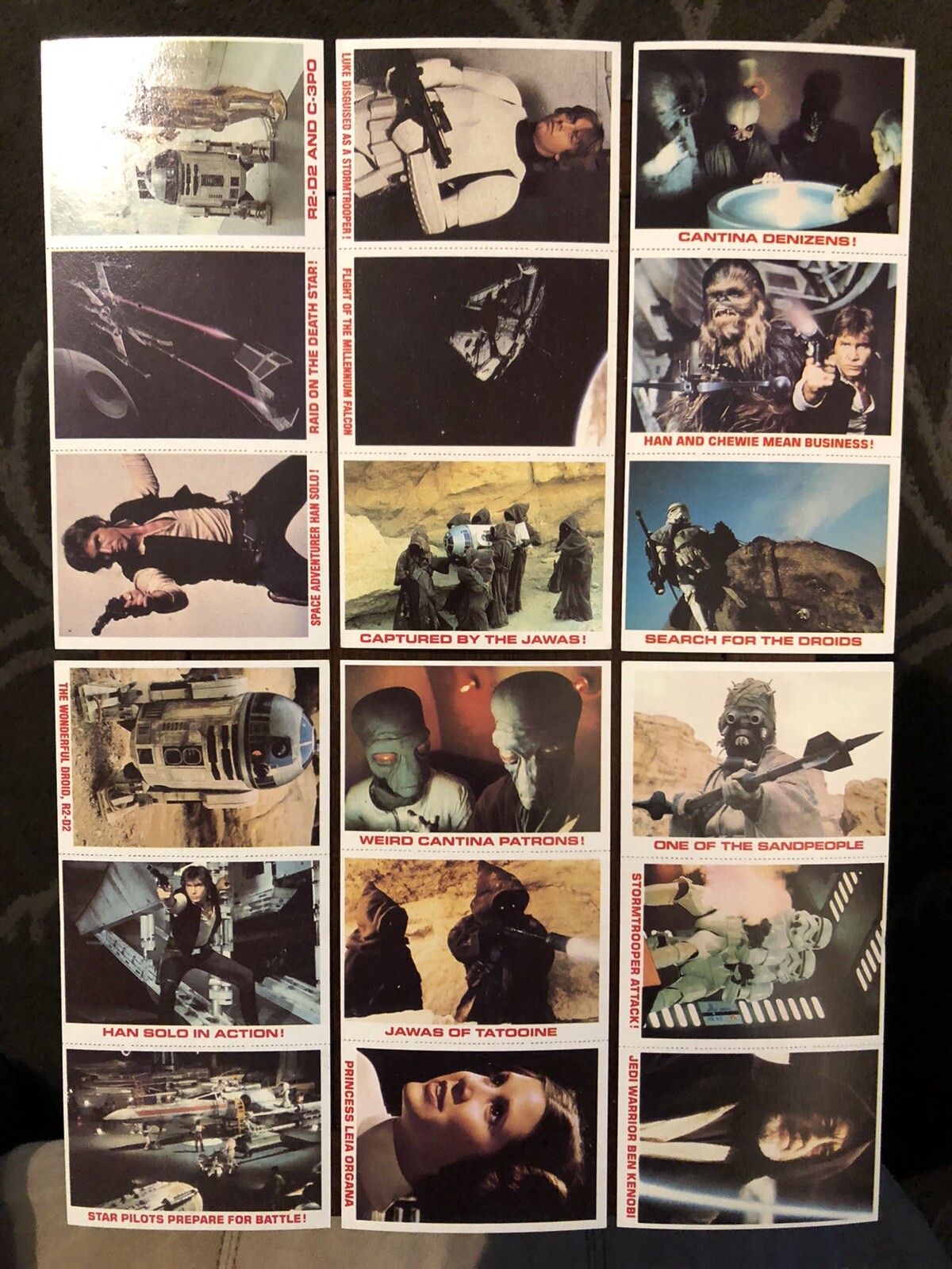 1981 Burger King/Coca-Cola Star Wars 18 Card Set (6) 3 Card Uncut Panels Mint!