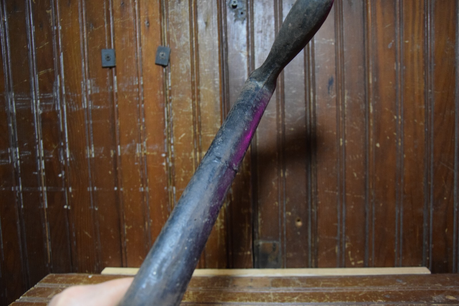 CAST IRON METAL HAND CRANK HANDLE ONE PIECE MACHINED INTERFACE OLD TIMEY DECOR