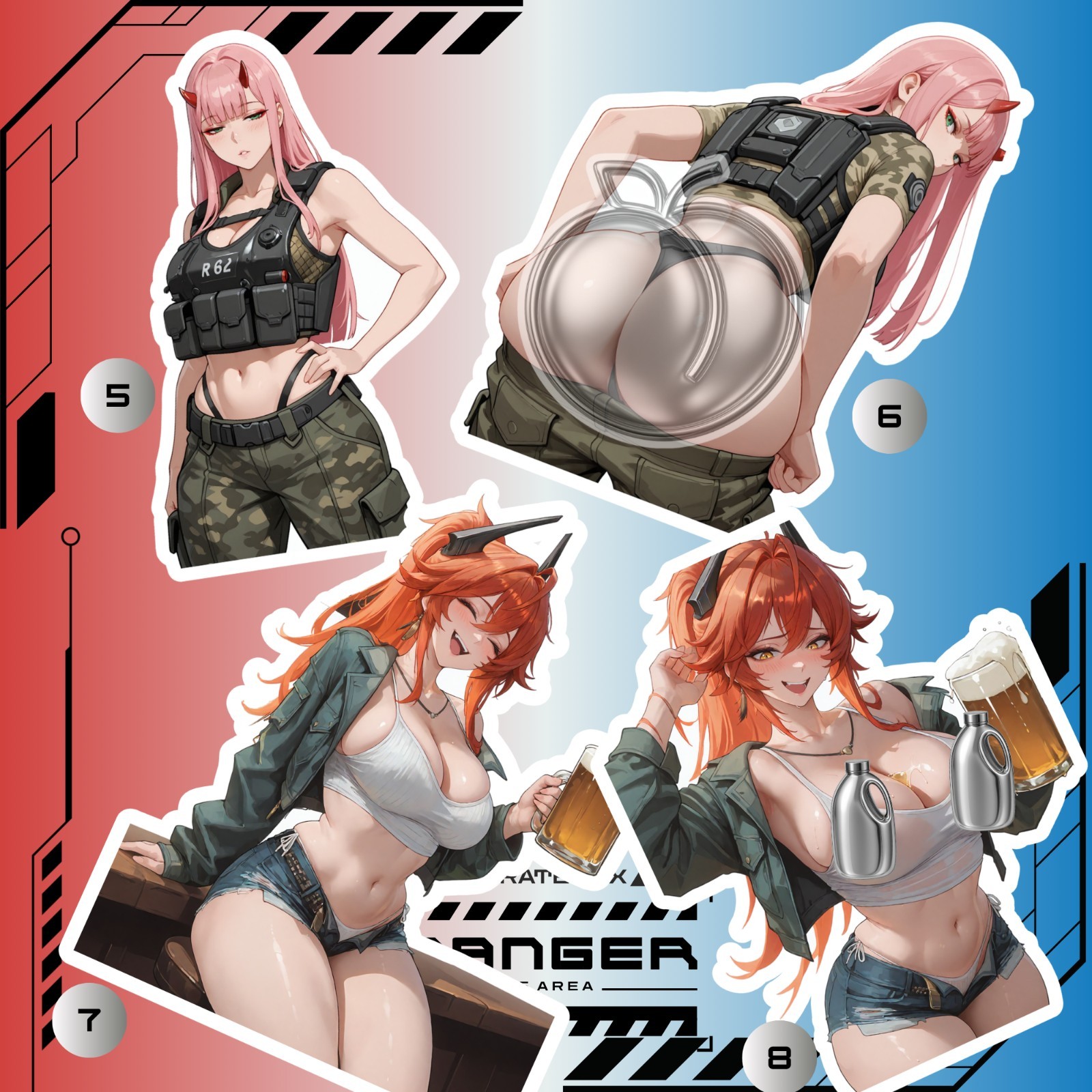 4th Of July Freedom Frenzy | Anime Girl Waifu Sticker Decal Glossy