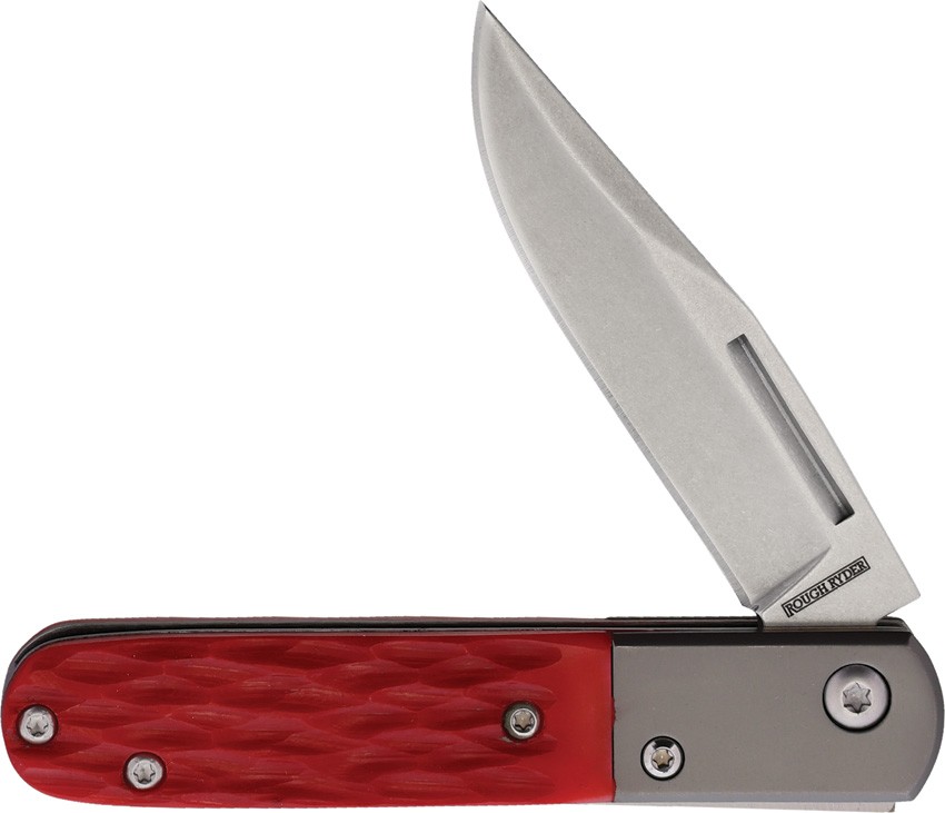 Rough Rider Barlow Red Jigged Folding Stainless Clip Pt Pocket Knife 2612
