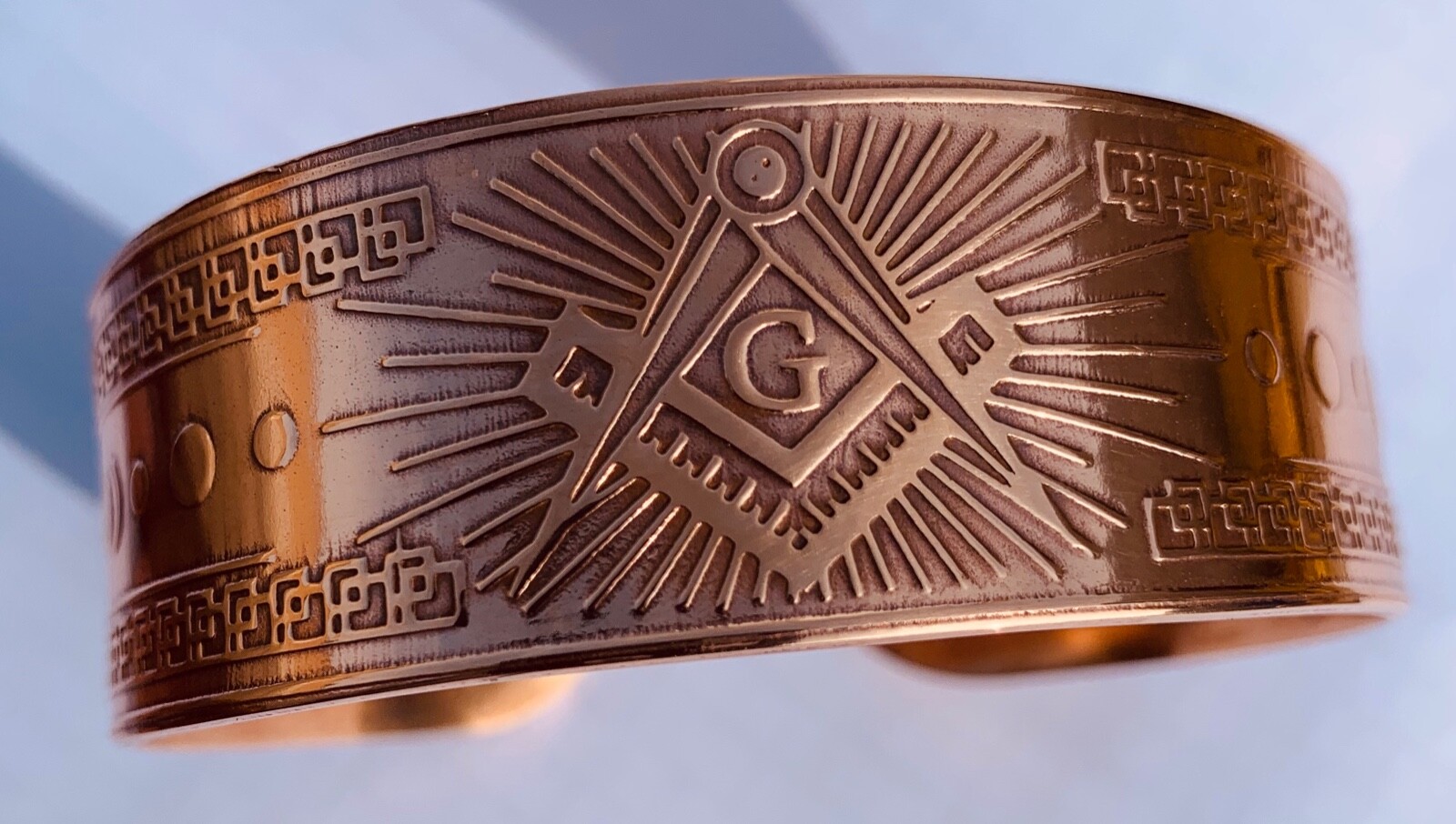 Masonic pure copper wristband large master mason with pyramid symbols