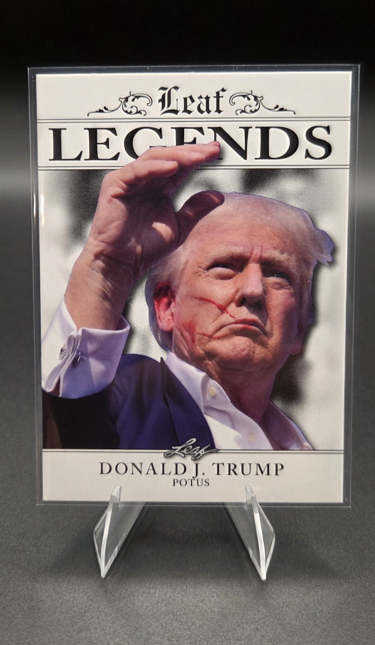 Donald Trump 2024 Leaf Legends Blood Ear Butler PA Assassination POTUS Card