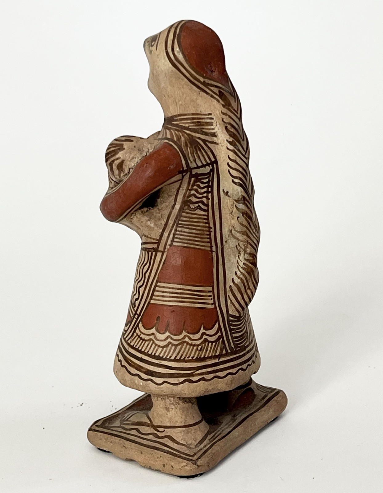 VTG MEXICAN GUERRERO AMEYALTEPEC OAPAN CERAMIC CLAY FOLK ART FIGURE WOMAN & BABY