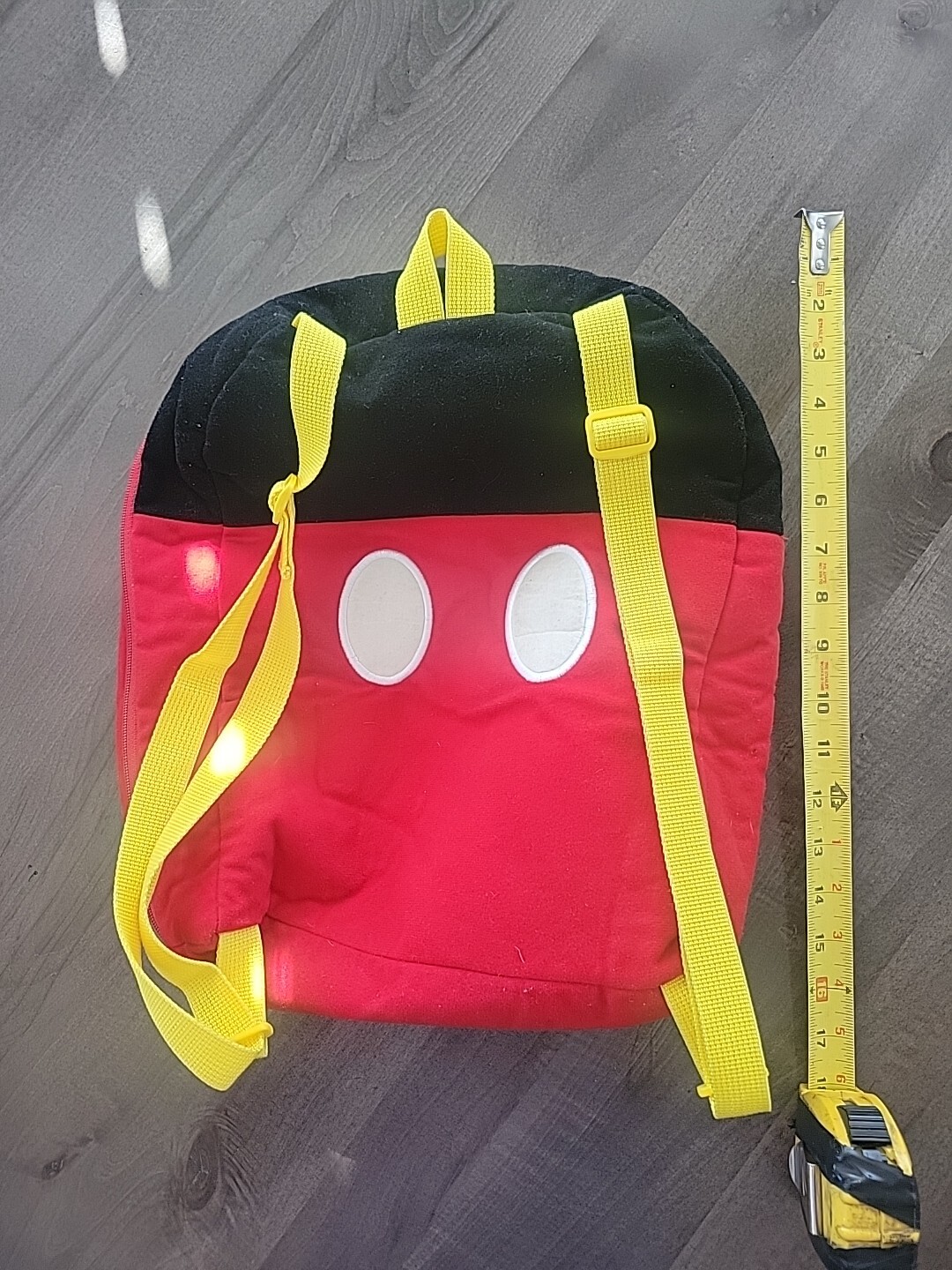 Disney Mickey Mouse 16″ Large School Backpack. Red & Black W/ Yellow Straps.