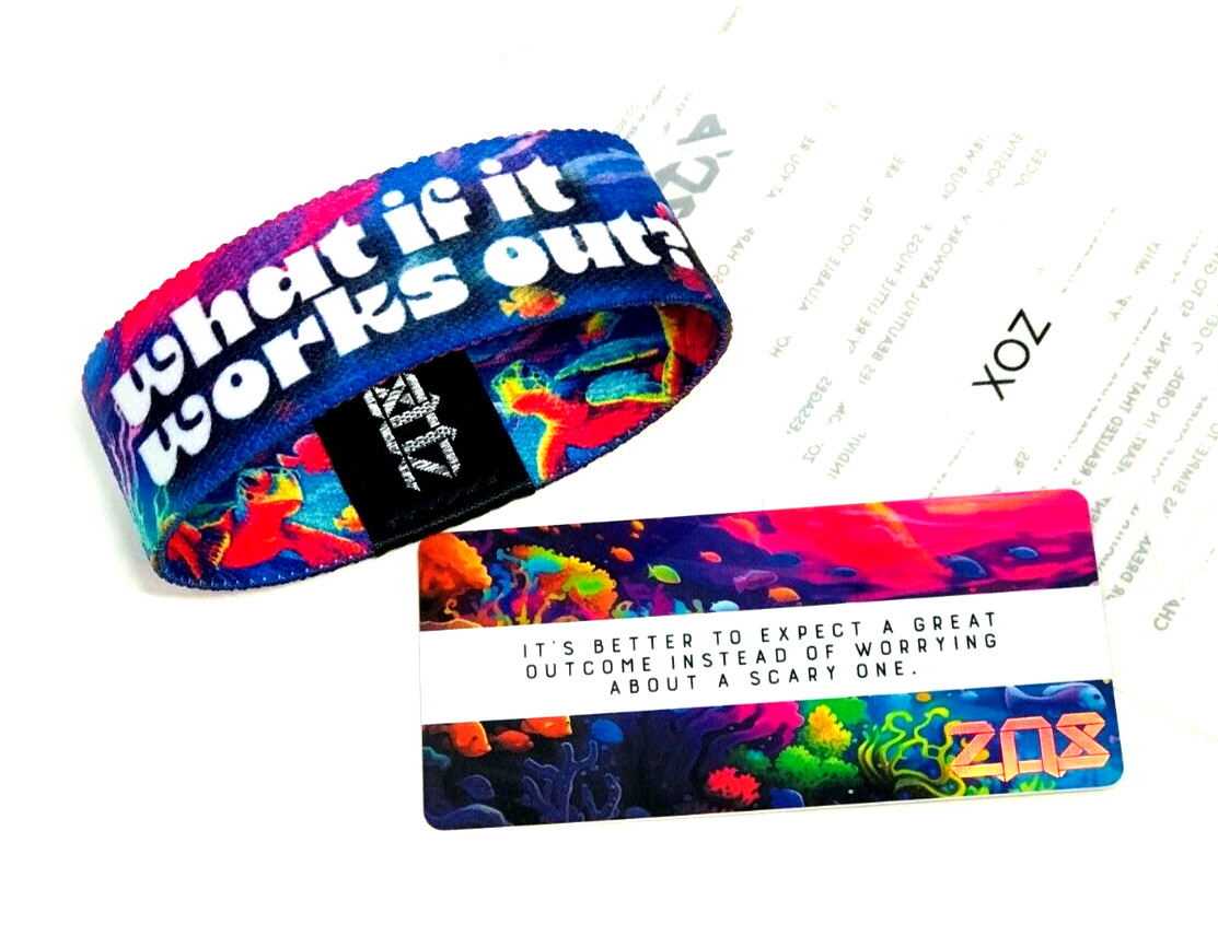 ZOX **WHAT IF IT WORKS OUT?** Silver Medium Wristband w/Card TURTLES