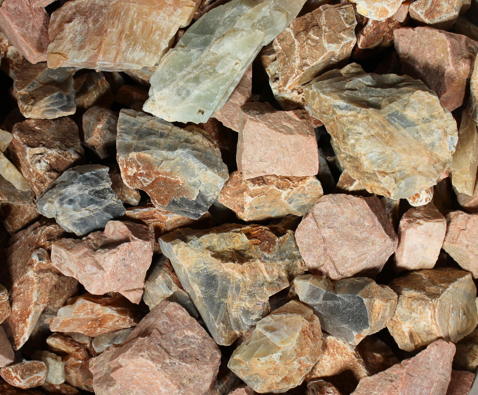 Moonstone „Multi-Color“ – Rough Rocks for Tumbling – Bulk Wholesale 1LB options