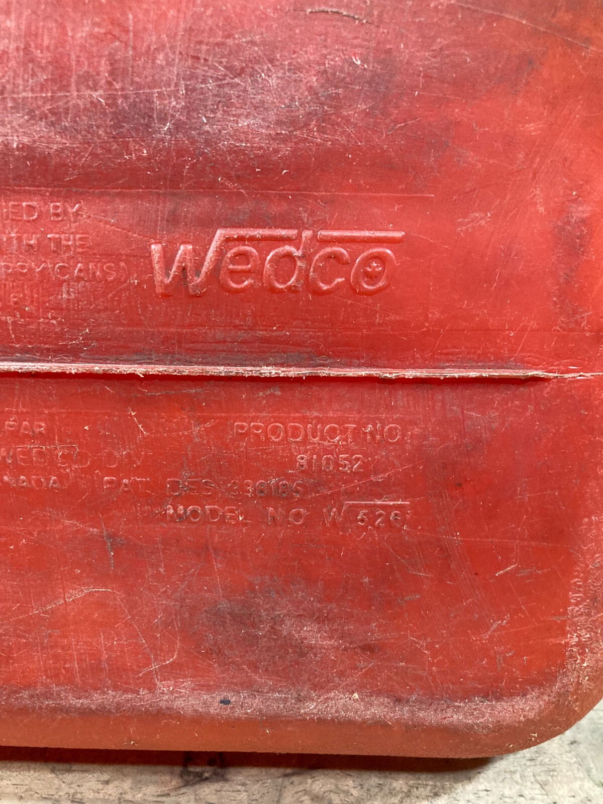 Preban Vented Wedco 5 Gallon Gas Can – No Spout – W-520 – Discoloration