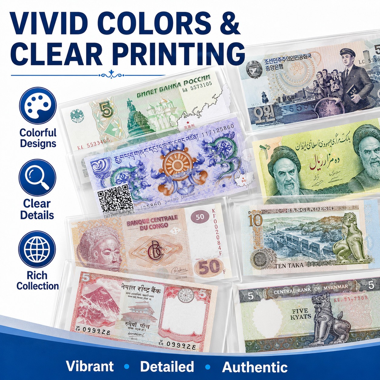 US 52 Pcs Banknotes Lot Different Countries World Paper Money Foreign UNC Gifts