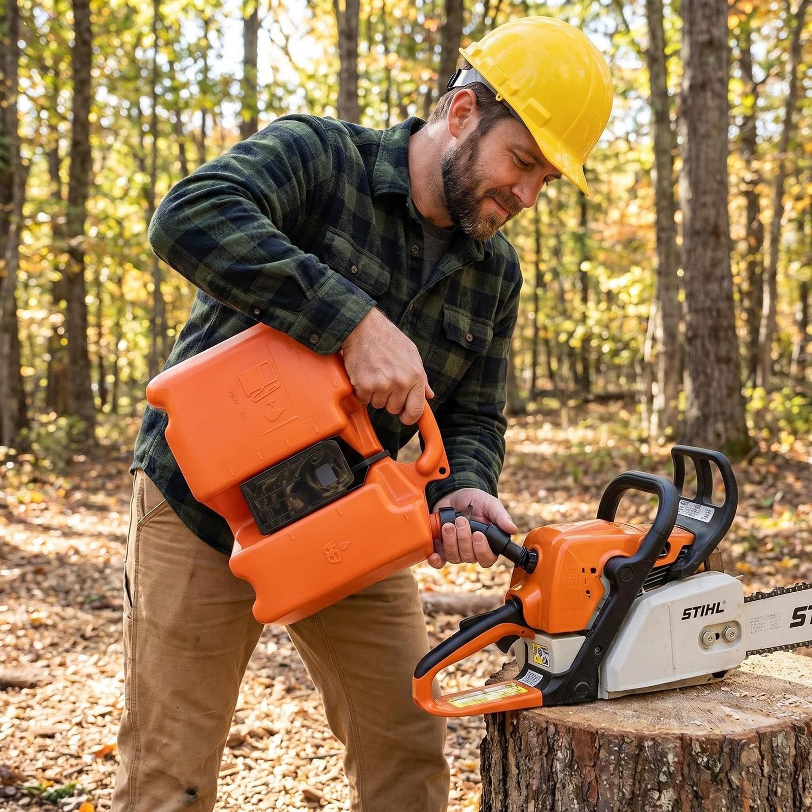 5L Fuel Container & 3L Oil Can with 2 Nozzles for Chainsaws, Garden Tools