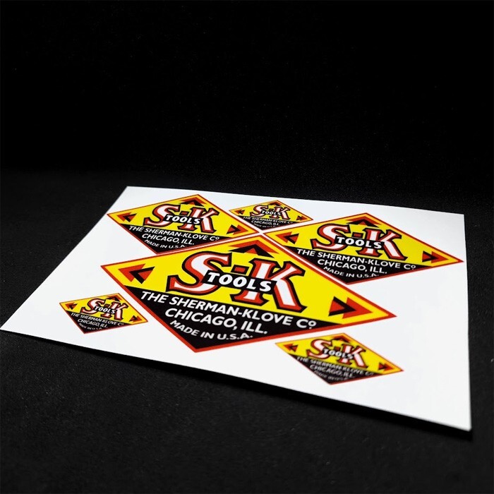 SK TOOLS 1940’s Vintage Style DECALS, 1.5 Inch, 3 Inch, 4.5 Inch Vinyl STICKERS