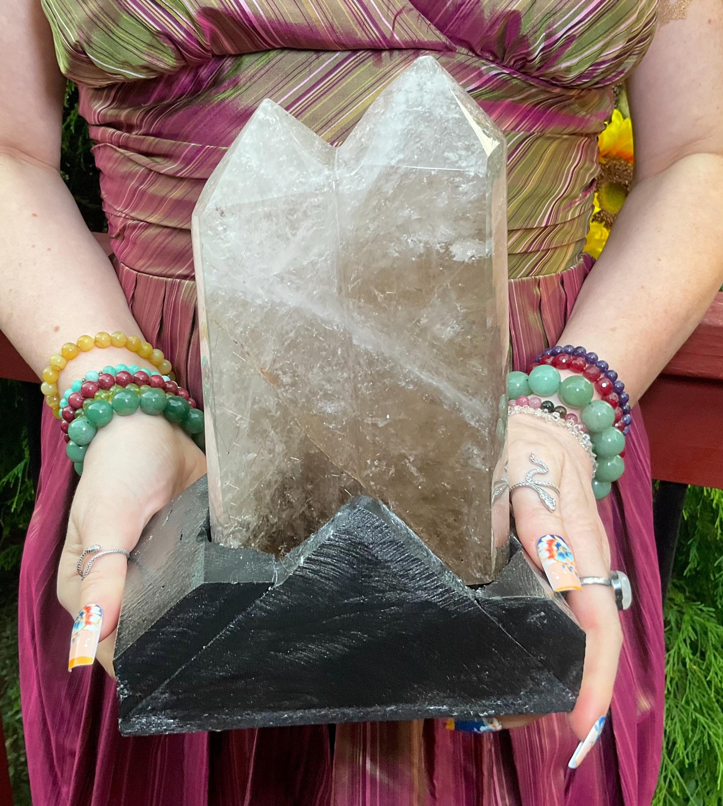 Clear Smokey Quartz Twin Flame Double Point Large 4 lb. 13 oz. Generator ~ 10″