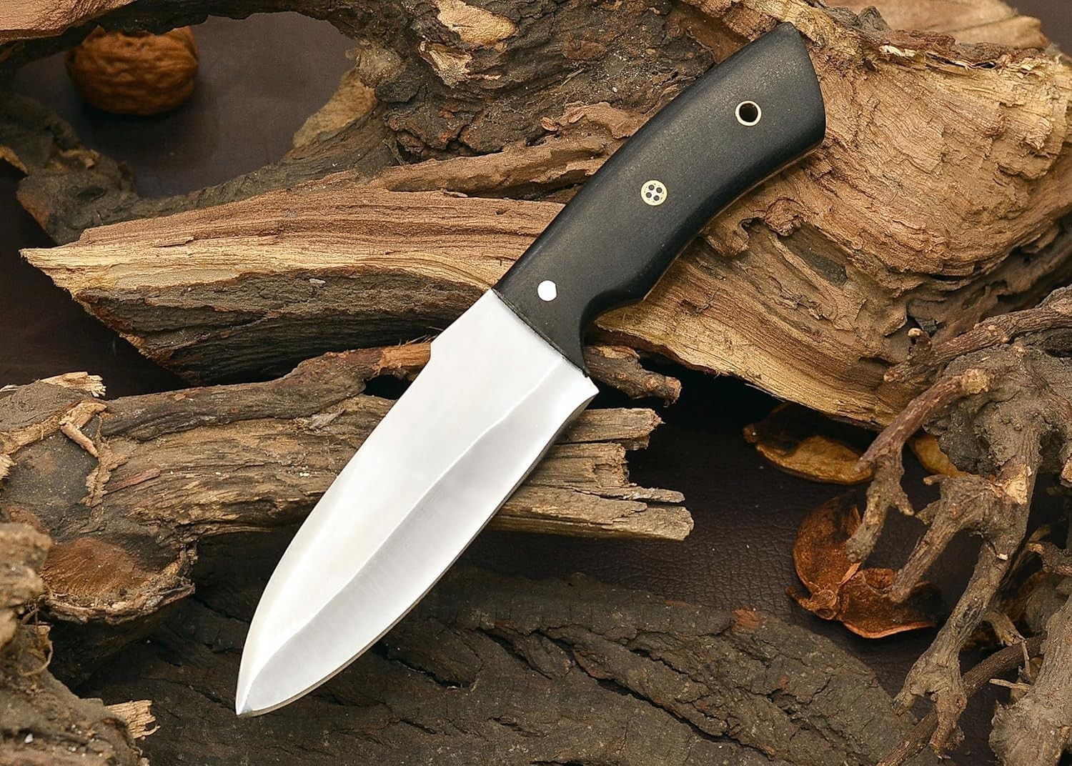 Hunting Knife 1075 Carbon Steel and Micarta Handle Fixed Blade Made