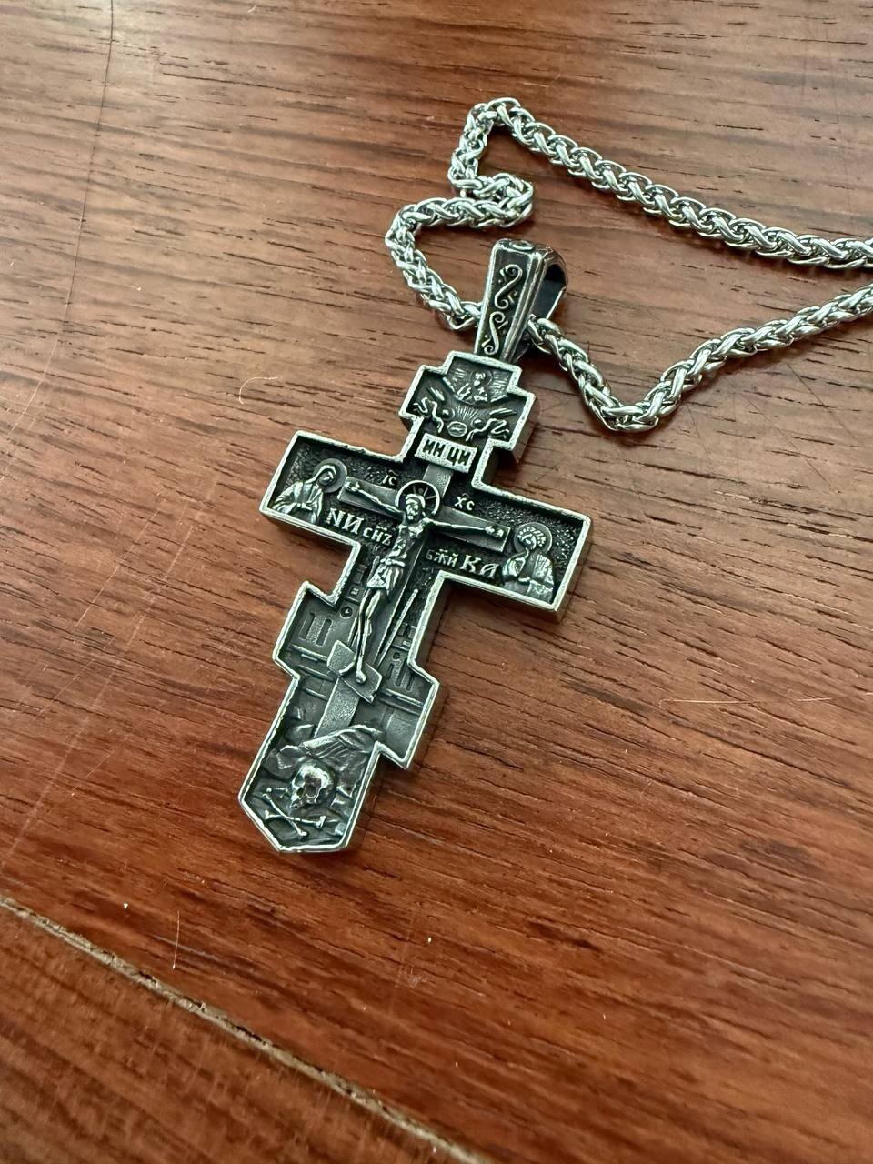 Jesus Cross Stainless Steel Crucifix Necklace – Orthodox Pendant – 70x39cm 20.2g