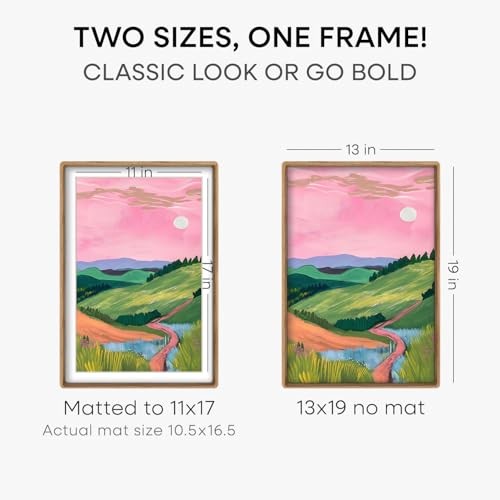 Frame Natural Wood, Mortise & Tenon Light3 x9 Picture Frames with 13×19 1 Oak