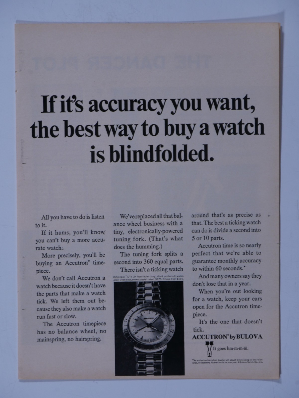 1968 Bulova Accutron Watch Timepiece Accuracy Vintage Original Print Ad