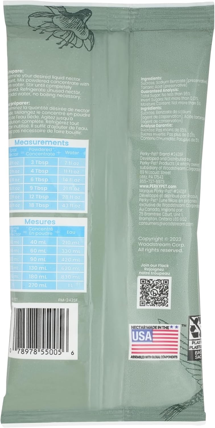 Hummingbird Nectar Powder – 8 oz Makes 48 Oz, Non-Staining, Easy to Mix