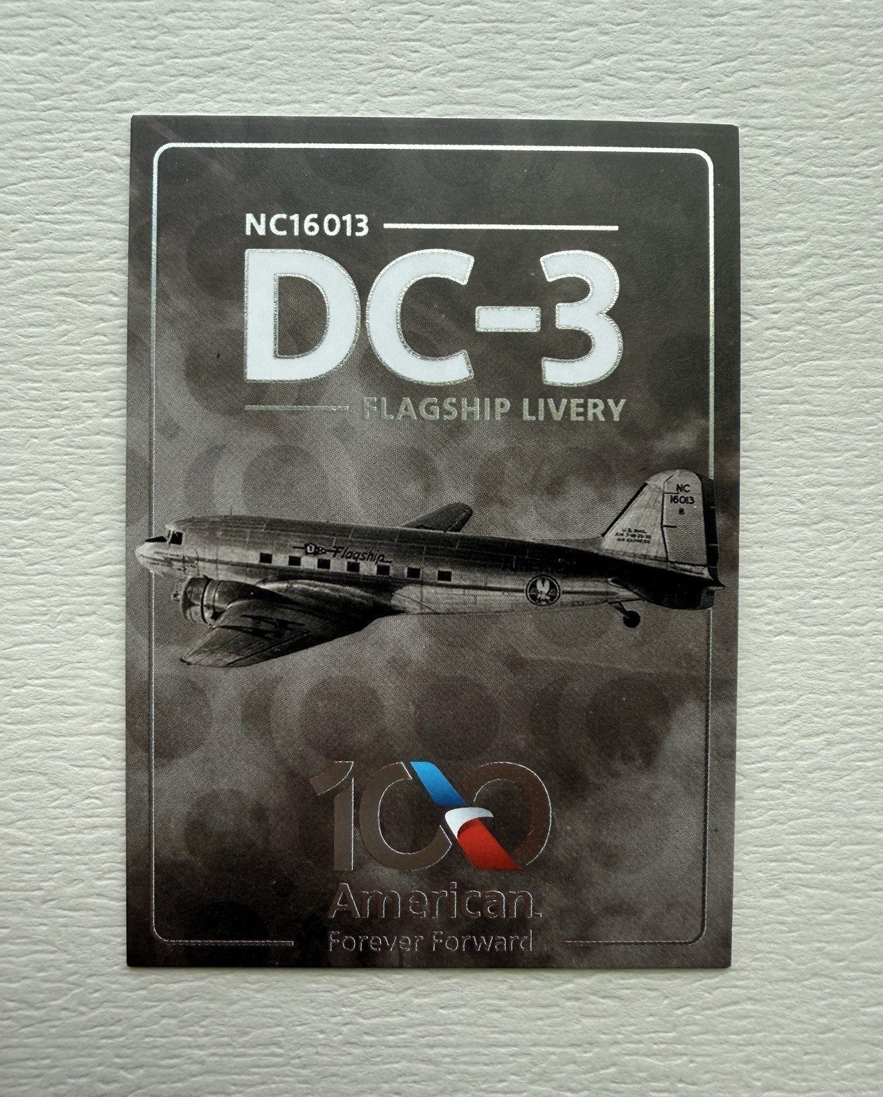 🔥American Airlines Trading Card DC-3 Flagship Livery 100 Years w/ top loader