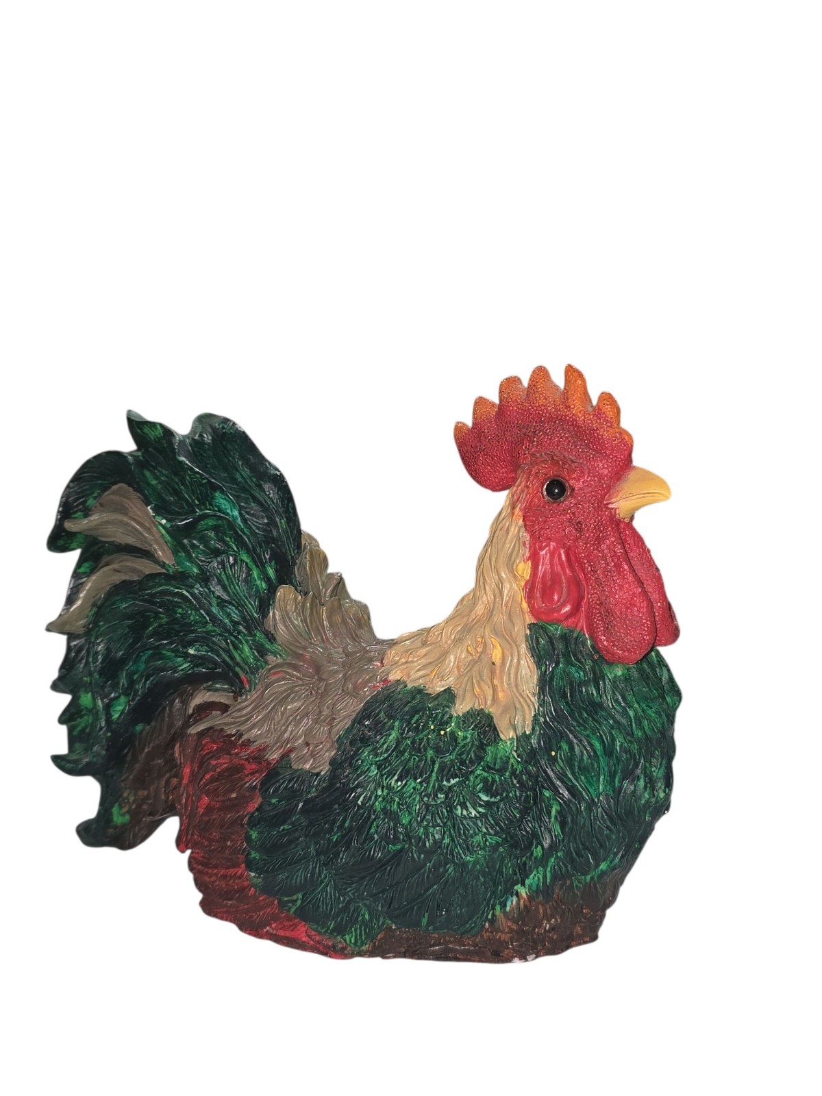 Vintage ABC Distributing Sitting Rooster 9.5x5x7.5 Green Red Beige Gold