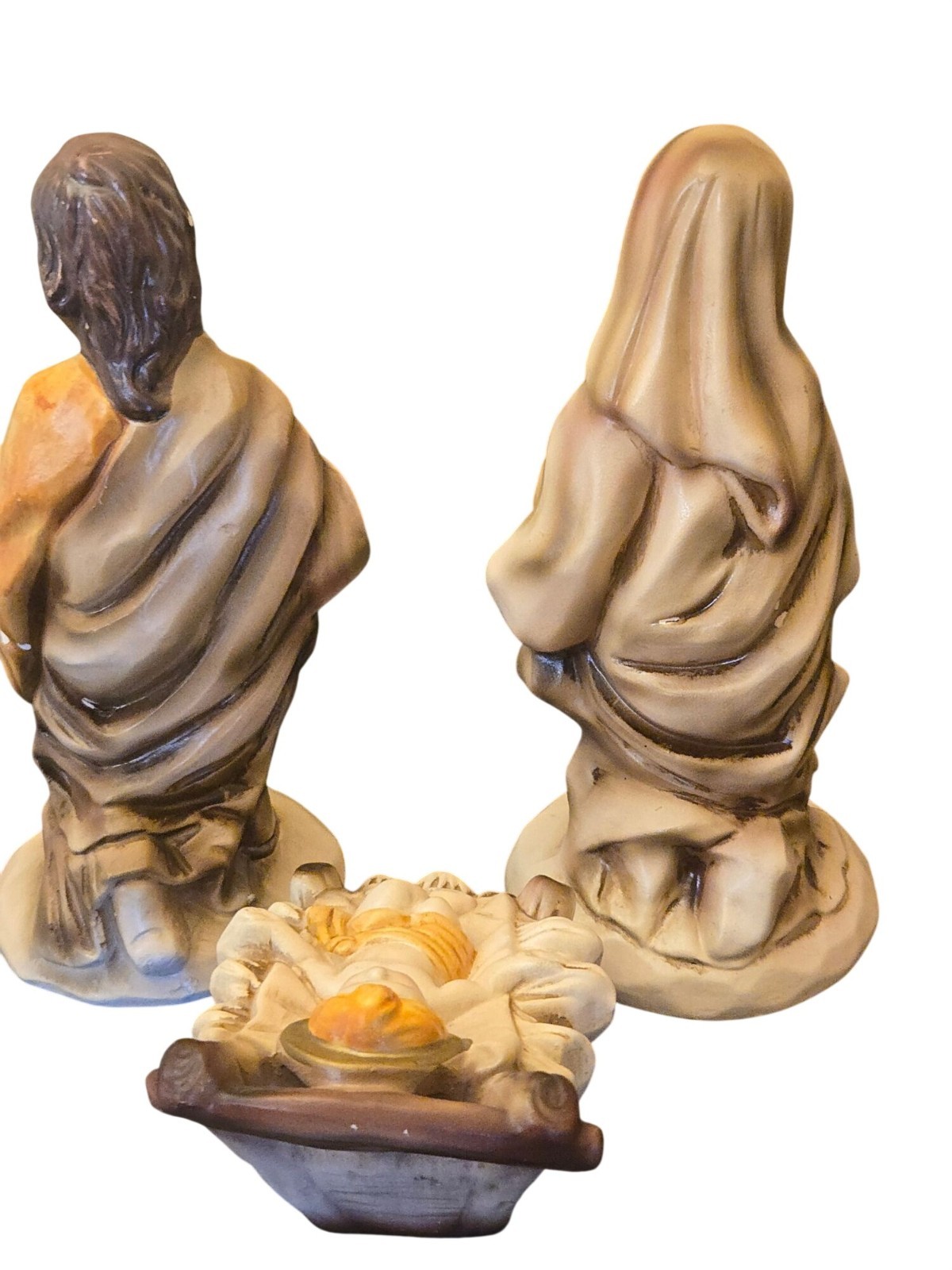 Vintage Star Hand Painted Composition Paper Mache Nativity Figurine Set Japan