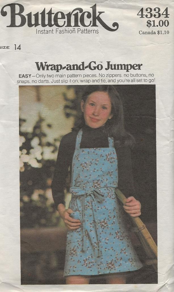 BUTTERICK 4334 EASY GIRLS BACK WRAP JUMPER PATTERN SIZE 14 NO INSTRUCTIONS